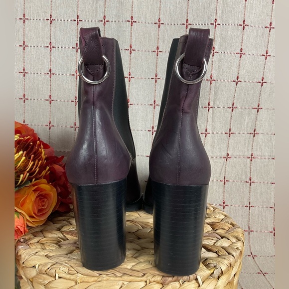 PAIGE “Natasha” Oxblood (Burgundy) Leather Short Boots Chunky Chelsea Bootie 9.5 - Picture 5 of 11